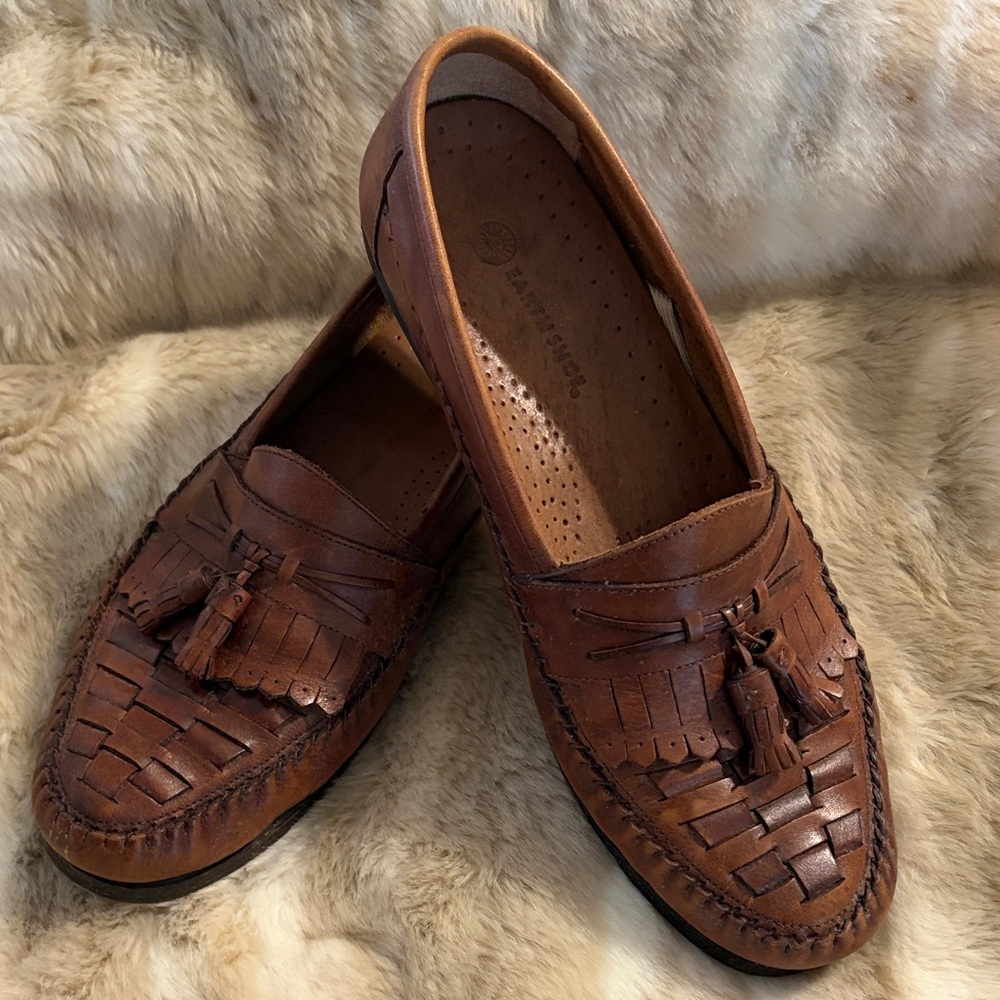 Earth Shoes Woven Leather Loafers with Tassel Vintage